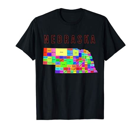 Nebraska County Map With County Names T Shirt Minaze