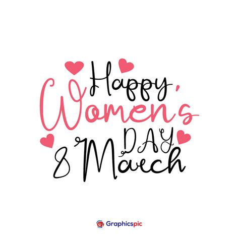 Happy Womens Day 8 March Hand Lettering Vector Illustration Image