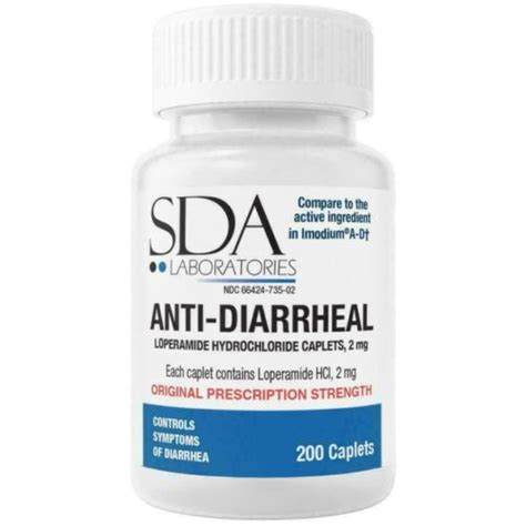 Loperamid Anti Diarrheal 200 Caplet Bottle 2mg Made In Usa By Sda Labs