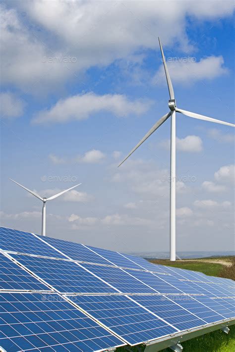 Solar Panels And Wind Turbine Stock Photo By Perutskyy Photodune