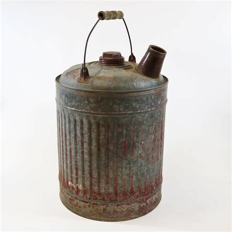 Vintage Galvanized Metal 5 Gallon Gas Oil Kerosene Can