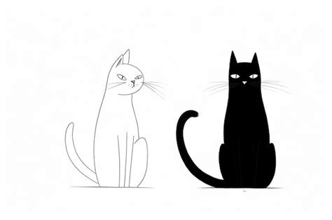 Premium Ai Image A Black Cat And A White Cat Are Sitting Side By Side