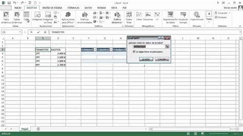 Como Crear Una Tabla En Excel 2013 Youtube