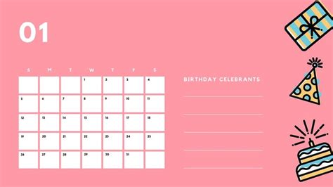 Free Printable Customizable Birthday Calendar Templates Canva