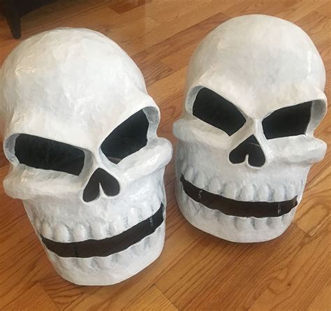 Twin Paper Mache Skull Masks Dry Brushing Skull Mask Skull Paper