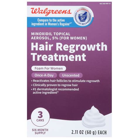 Walgreens Women S 5 Minoxidil Foam Hair Regrowth Treatment 180 Day Supply Walgreens