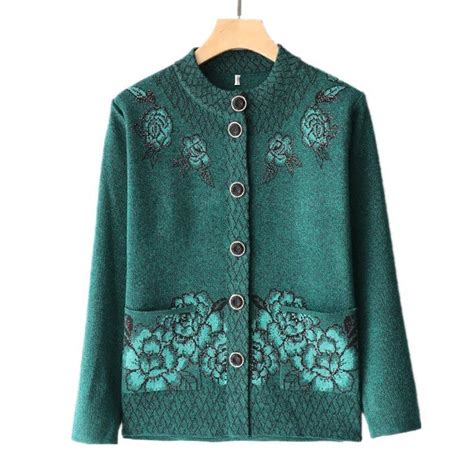 Buy Women Middle Aged And Elderly Grandma Loose Cardigan Sweater Coat