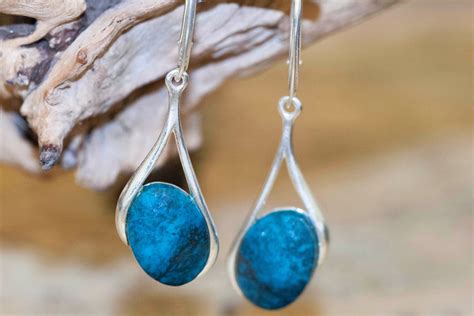 Turquoise Earrings Fitted In A Sterling Silver Setting Big Silver