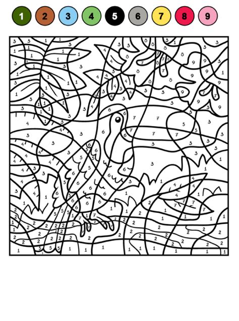 Coloriage magique 11 codes couleurs. Découpage collage avec le toucan - Oscar à la ligne