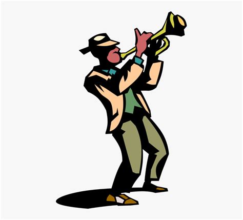 Vector Illustration Of Jazz Musician Plays Trumpet Jazz Musician Clip