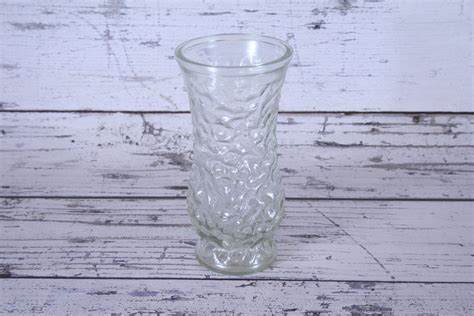 Hoosier Vintage Clear Vase Embossed Crinkle Pattern Texture S