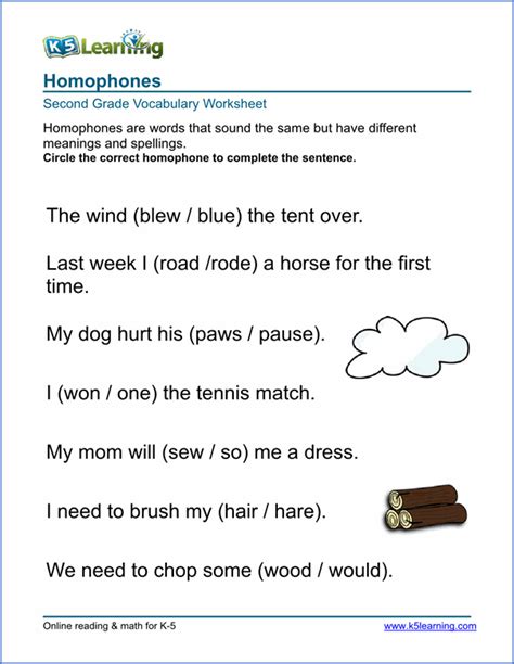 First Grade Vocabulary Worksheets K5 Learning
