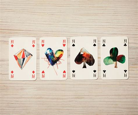 Artistic Playing Cards Created With Watercolor And Pencil Cartões