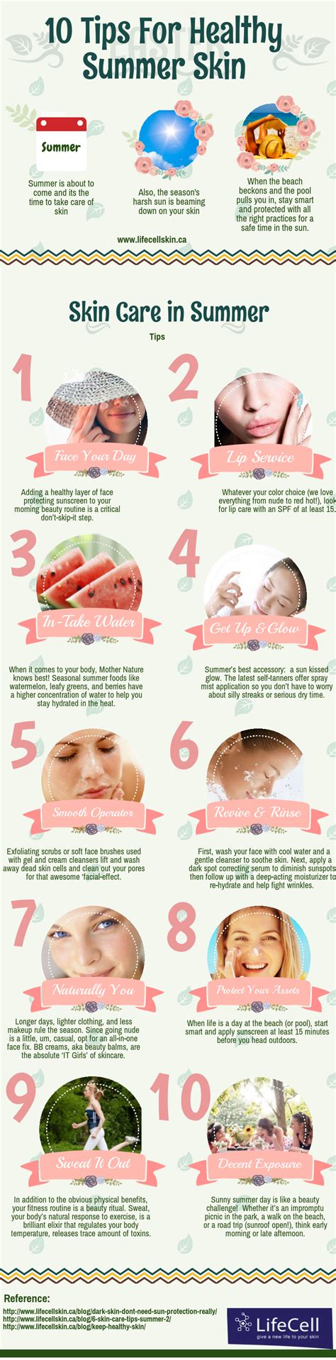 10 Tips For Healthy Summer Skin An Infographic Guide Lifecellskin