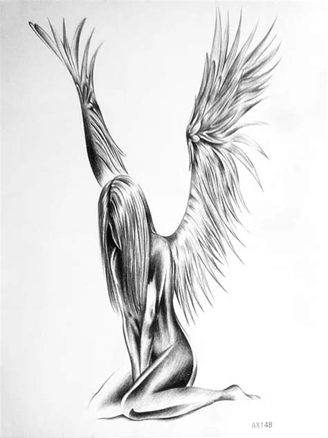 Sexy desnuda ángel temporal etiqueta engomada del tatuaje hombres