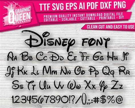 Disney Font Ttf Otf Mickey Letters Svg Digital Installable Alphabet Cricut Png