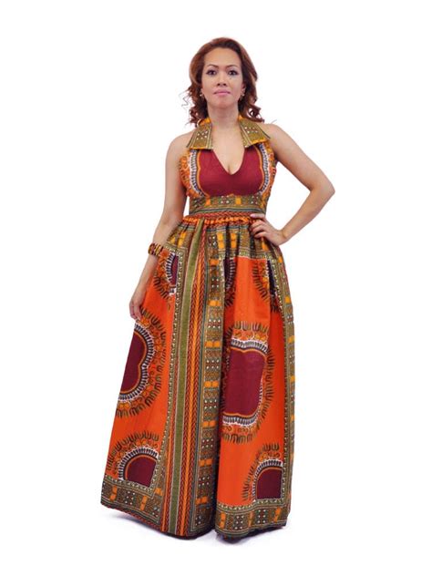 Deep Orange African Dashiki Dress African Clothing Store Jt Aphrique