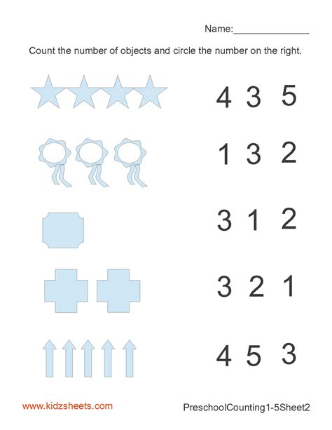 Preschool Worksheet Numbers 1 5 Kid Worksheet