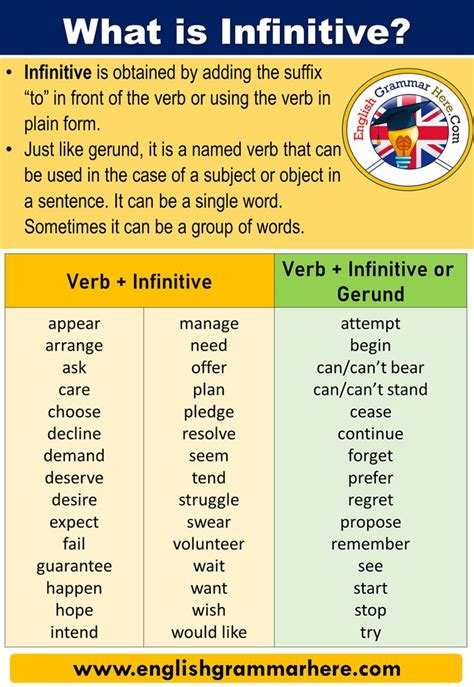 What Is Infinitive Definitions Examples And Verb Infinitive List English Grammar Here