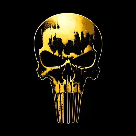 Premium Ai Image A Gold Skull With The Word Punisher On It