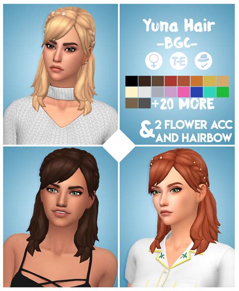 Yuna Hair By Ah00b On Paetron Hair Sims 4 Mm Cc Sims 4