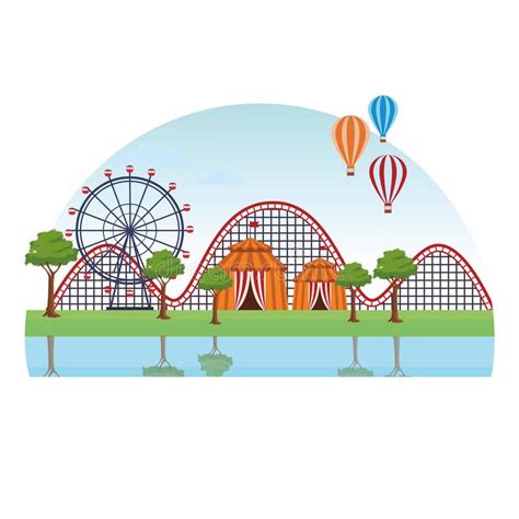 Amusement Park Landscape Stock Vector Illustration Of Action 135230599