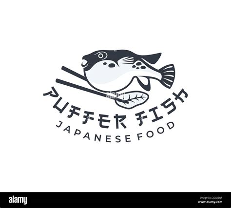 Puffer Fish And Chopsticks Japanese Food Logo Design Fish Animal