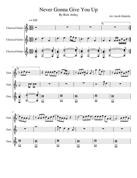 Never Gonna Give You Up Sheet Music For Guitar Download Free In Pdf