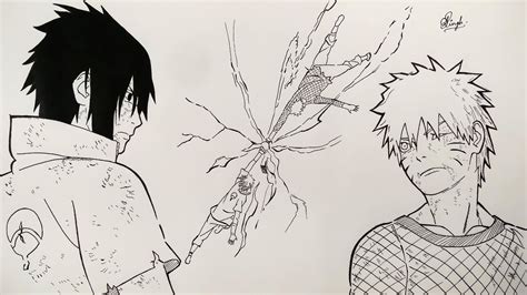Naruto Vs Sasuke Drawing Easy On Log Wall