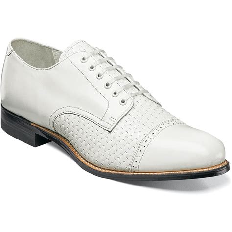Mens Dress Shoes White Woven Cap Toe Oxford Stacy Adams Madison