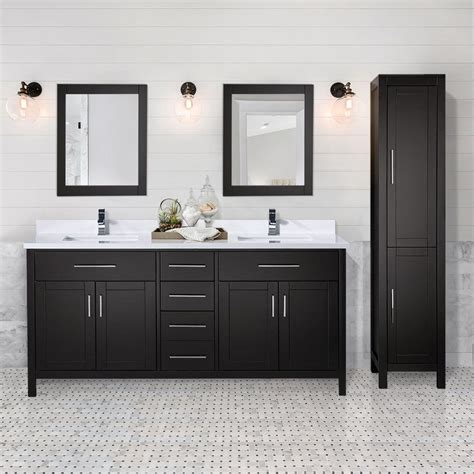 Combo 72 Dark Brown Double Sink Vanity Set With Linen Cabinet And 2