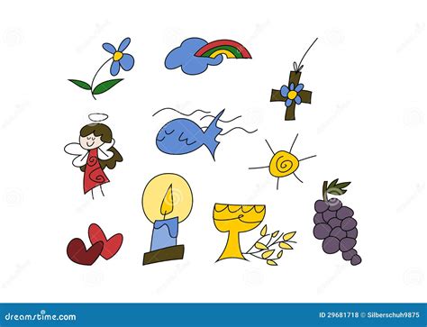 Christian Symbols For Kids Vector Illustration