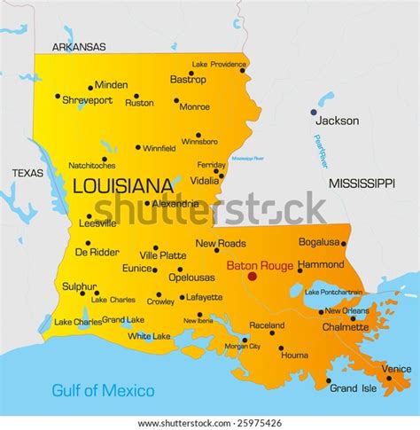 Vector Color Map Louisiana State Usa Stock Vector Royalty Free 25975426