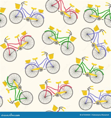 Seamless Pattern With Bicycles Stock Vector Illustration Of Pedal