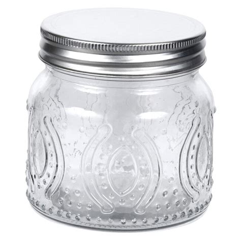 View Embossed Glass Jars With Metal