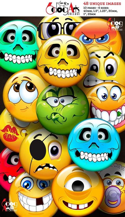 Many Different Colored Smiley Faces On A Black Background With The
