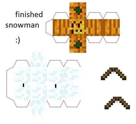 Papercraft Mini Snow Golem With Arms Paper Crafts Minecraft Crafts