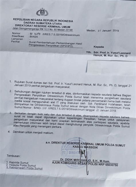 Isi surat isi surat harus sesuai dengan tujuan pembuatan surat dinas tersebut dengan singkat, padat, dan jelas. Contoh Surat Nota Dinas Polri