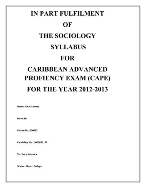 Cape Sociology Unit 1 Ia Pdf