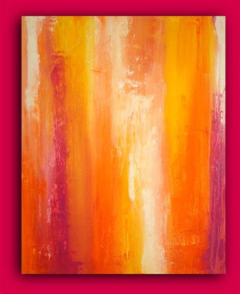 Orange Yellow Abstract Acrylic Fine Art Painting On Gallery