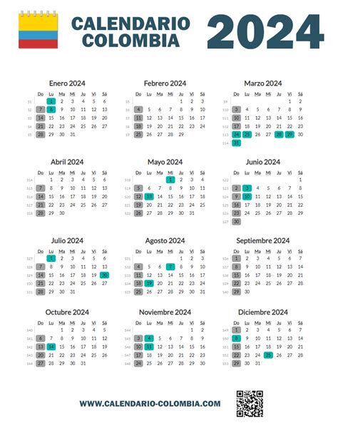 📅🇨🇴 Calendario 2024 Colombia