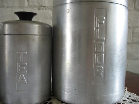 Vintage Aluminum Canisters Italy A C Heller Hostess Ware
