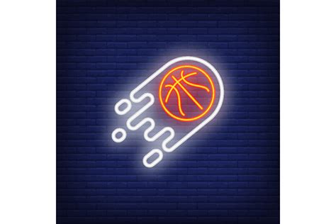 Flying Basketball Neon Sign Basketball Graphic By Pchvector