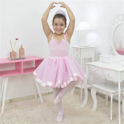 Vestido De Bailarina Rosa Conjunto Ballet Completo Com Sapatilha