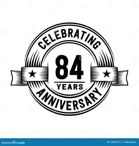 84 Years Anniversary Celebration Logotype 84th Years Logo Vector And