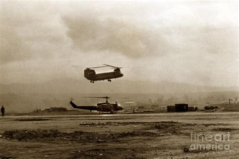Ch 47 Chinook Helicopter Camp Enari Near Pleiku Vietnam 1968 Photograph