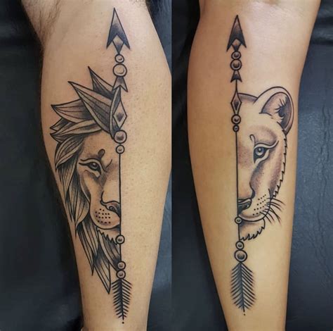 13 Tattoo Couple Lion Lionne Tatuagem Casal Tatuagem De Casal Frases