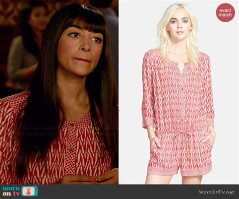 Wornontv Ceces Red And White Zig Zag Print Romper On New Girl Hannah Simone Clothes And