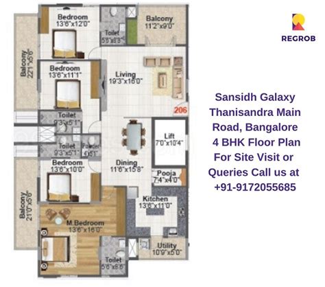 Sansidh Galaxy Thanisandra Main Road Bangalore 4 Bhk Floor Plan Regrob