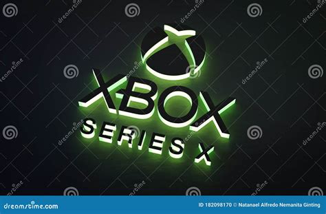 Xbox Series X Green Glow Logo On Dark Background Editorial Image